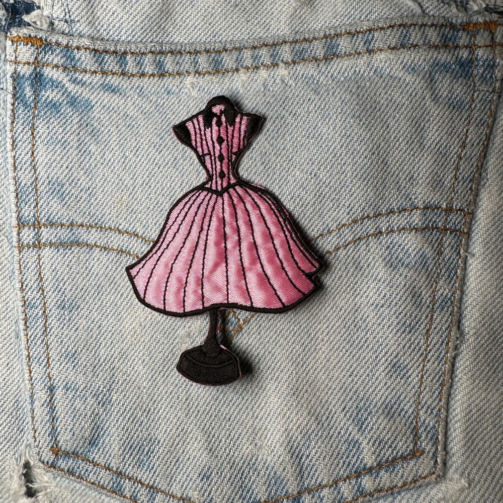Dress Form Patch Iron On Sew On Applique Pink Black Fashion Sewing‎